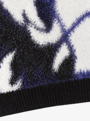 Abstract Spray Graphic Jacquard Knit Polo Sweater