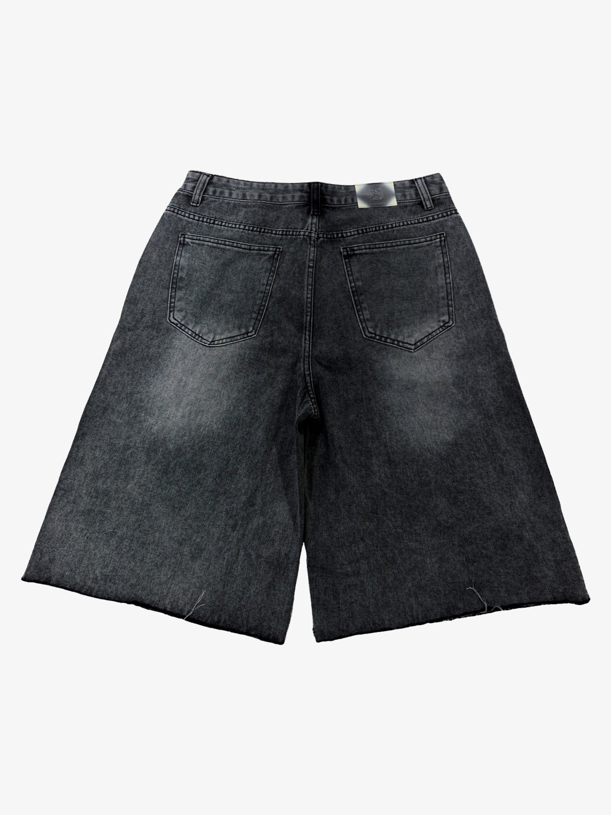 Embroidered Washed Denim Shorts