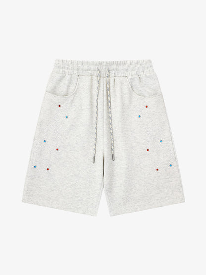 Rhinestone Graphic Knit Shorts 