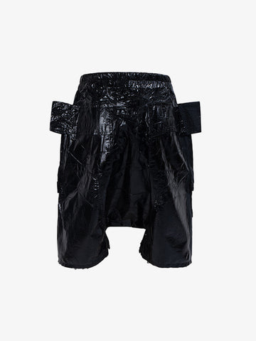 Glossy Faux Leather Cargo Shorts