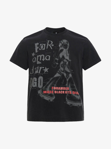 Cyber Portrait Graphic Oversized T-Shirt 