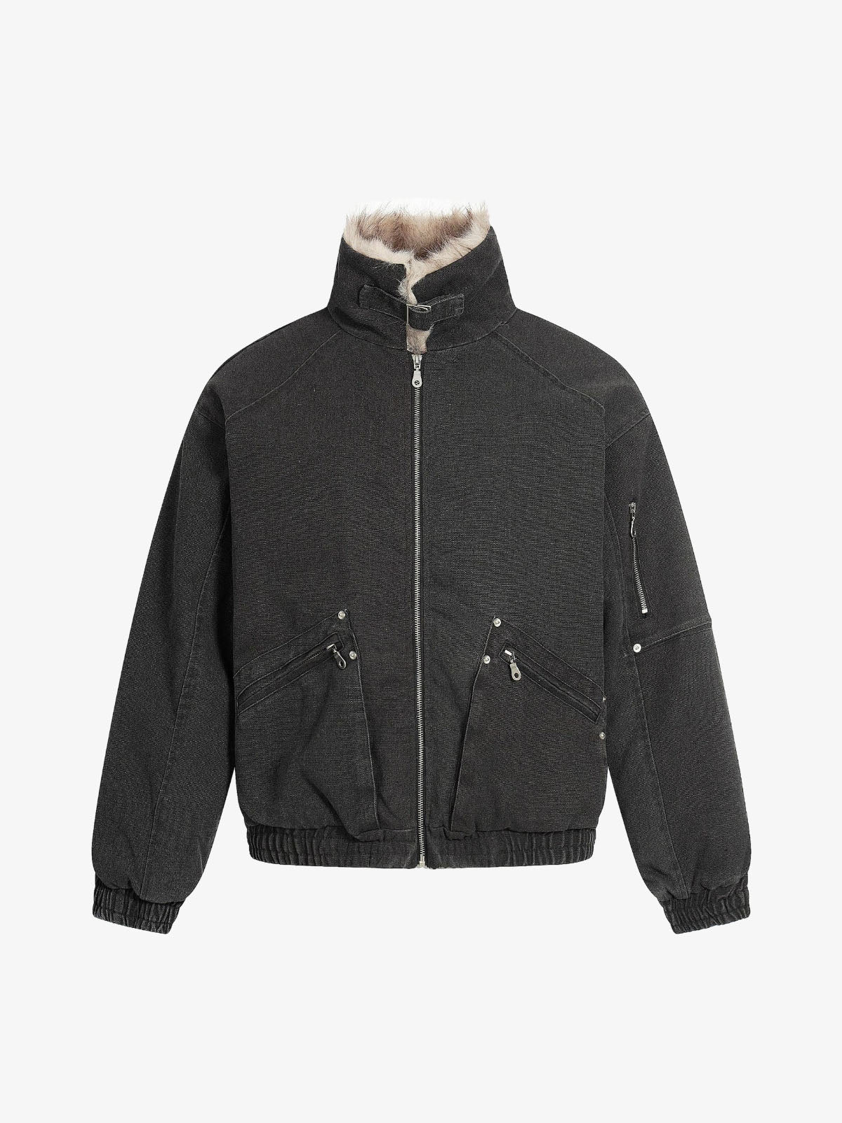 Stylish Winter Bomber Jacket with Faux Fur Collar - Perfect for Cold Weather 