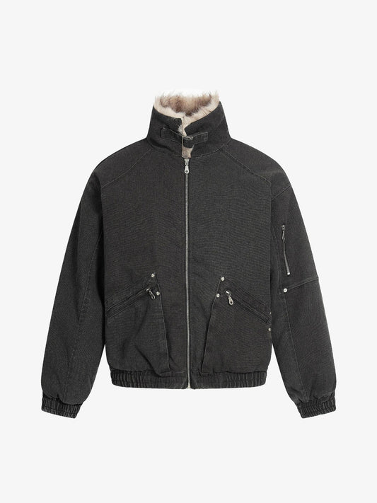 Stylish Winter Bomber Jacket with Faux Fur Collar - Perfect for Cold Weather 