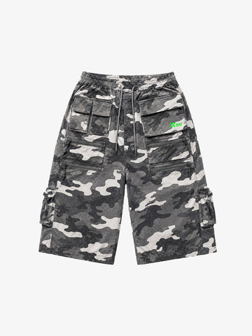 Plaid Multi-Pocket Washed Cropped Utility Pants