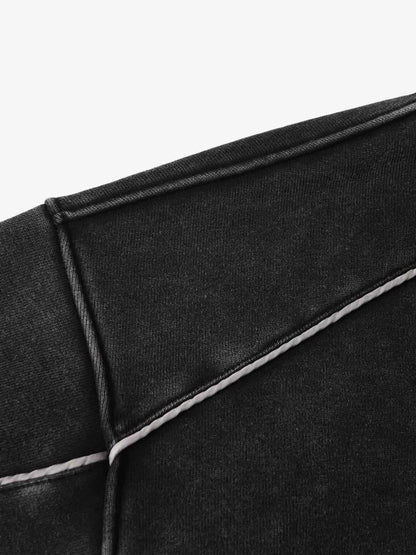 Retro Deconstructed Patchwork Washed Hoodie 