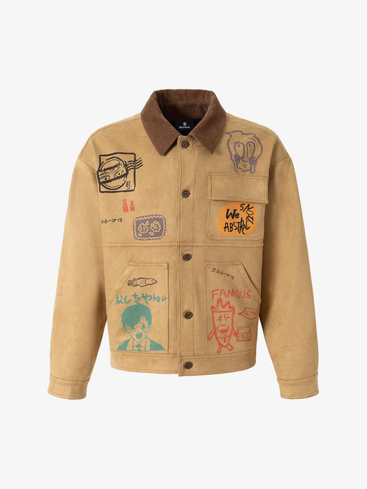 Unique Artistic Jacket with Vibrant Graphic Prints for Casual Wear 