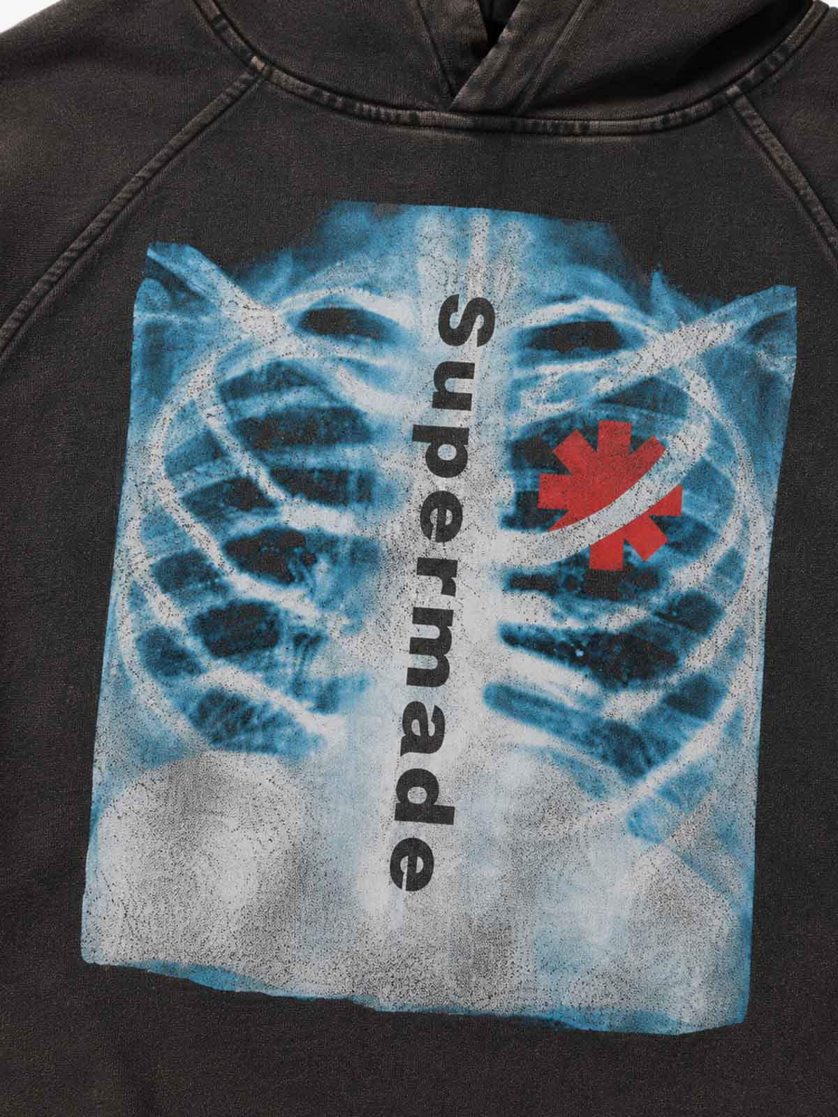 X-Ray Skull Graphic Distressed Washed Boxy Hoodie