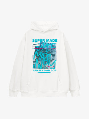 Supermade Street Graffiti Statue-print Hooded Hweatshirt 