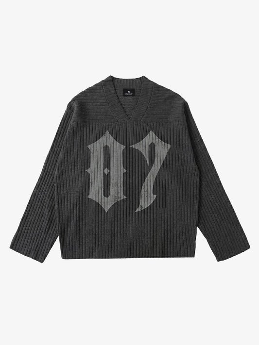 Gothic Distressed V-Neck Sweater