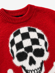 Skull Flame Graphic Boxy Knit Sweater