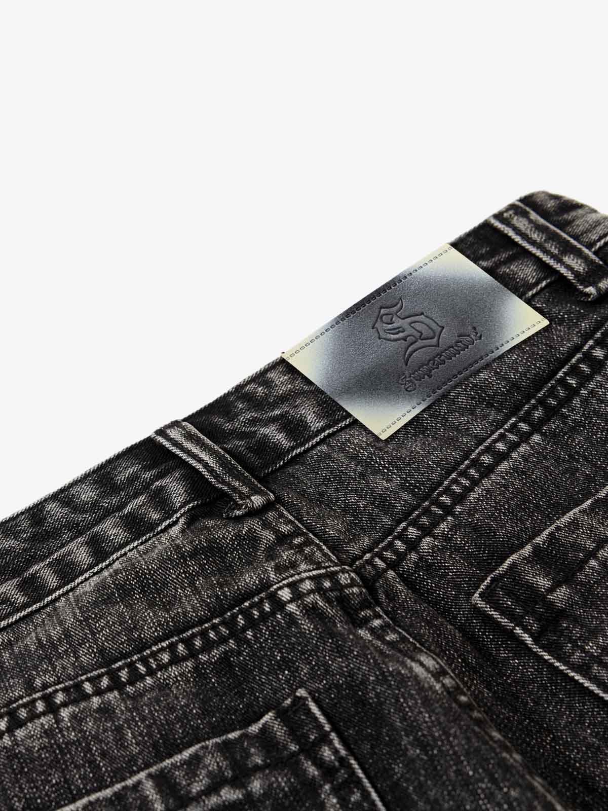 Paint Splatter Washed Wide Leg Denim Jeans