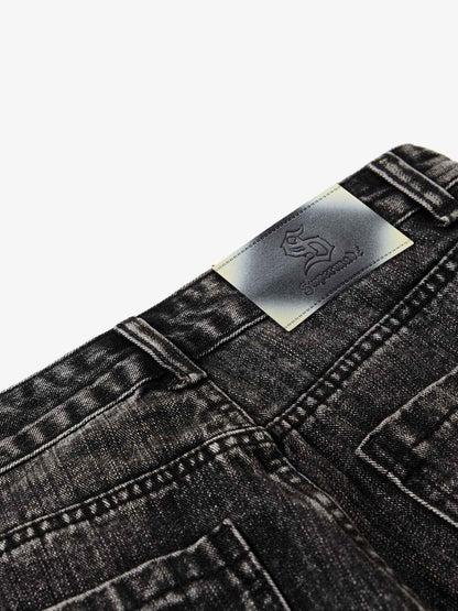 Paint Splatter Washed Wide Leg Denim Jeans