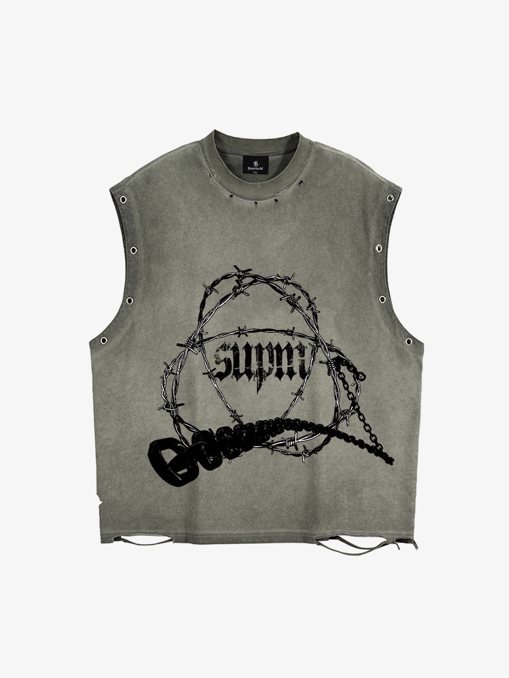Barbed Wire Chain Graphic Sleeveless Vest 