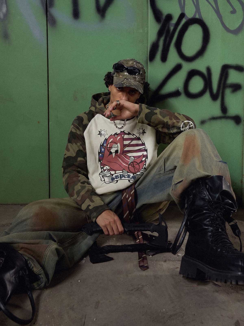 Rolling Stones Graphic Camo Waffle Hoodie