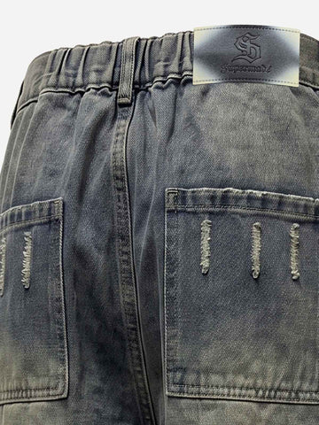 Logo Embroidered Multi-Pocket Flared Shorts