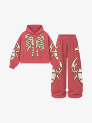 Skeleton Scorpion Terry Embroidered Hoodie & Wide-Leg Sweatpants Set