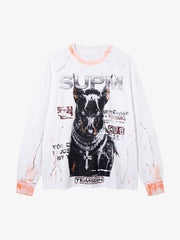 Splatter Paint Wax Graphic Crewneck Sweatshirt