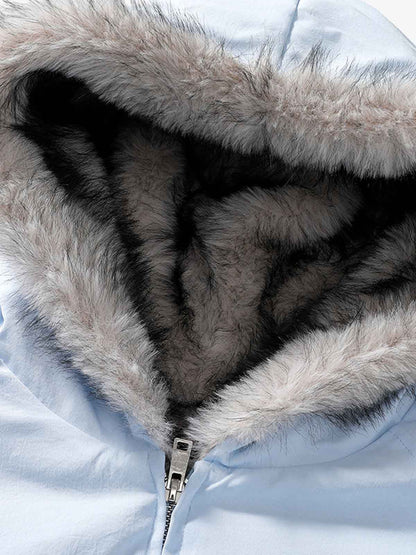 Street Faux Fur Collar Hooded Windproof Padded Jacket 