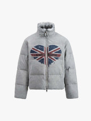 Union Jack Heart Graphic Padded Coat