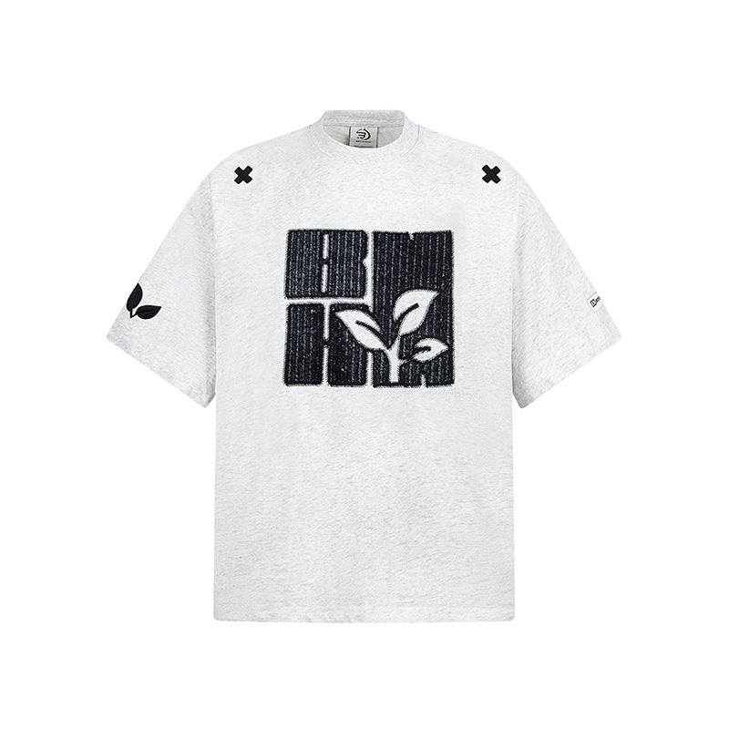 Street Heavy Embroidered Floral T-shirt 
