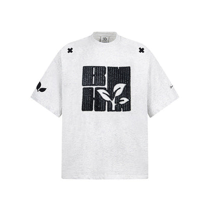 Street Heavy Embroidered Floral T-shirt 