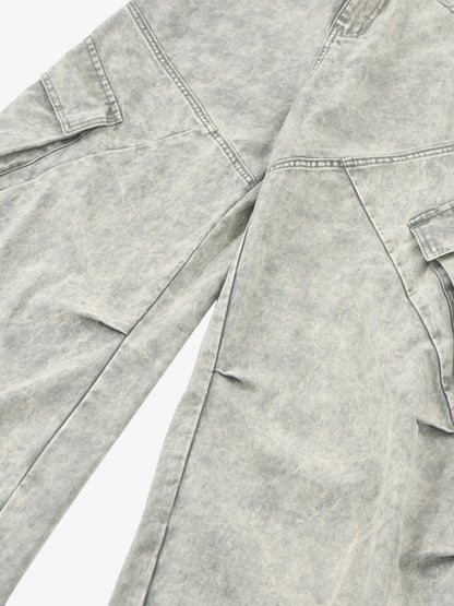 Vintage Washed Multi-Pocket Barrel Jeans 