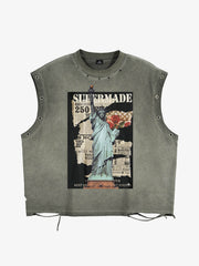 Vintage Liberty Newspaper Sleeveless T-Shirt 