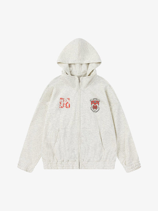 Retro Embroidered College Detachable Hoodie 