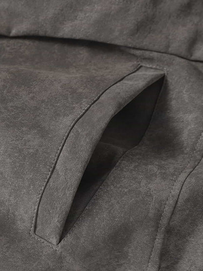 Retro Suede Texture Zip-Up Bomber Jacket 