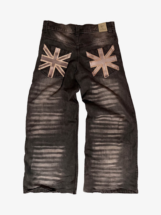 Jeans mit Skorpionstickerei