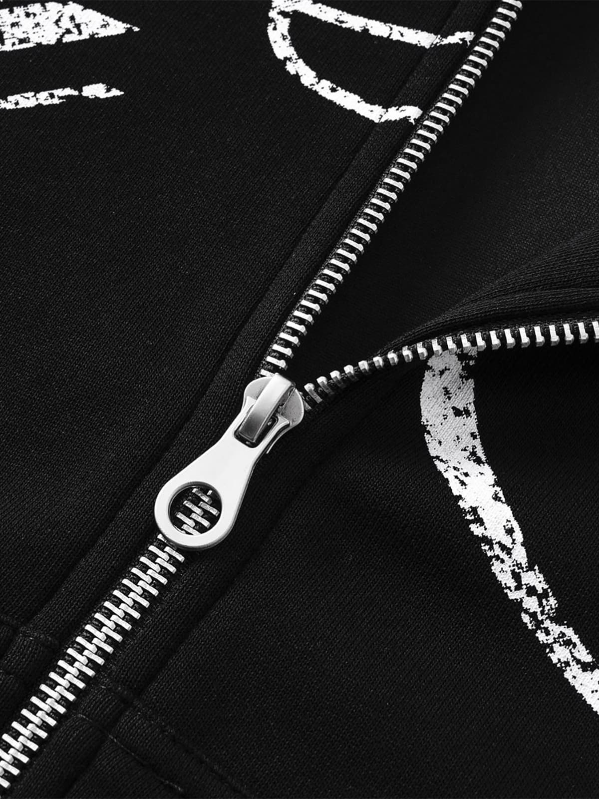 High Street Script Letter Print Zip-up Hoodie Jacket 