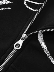 High Street Script Letter Print Zip-up Hoodie Jacket 