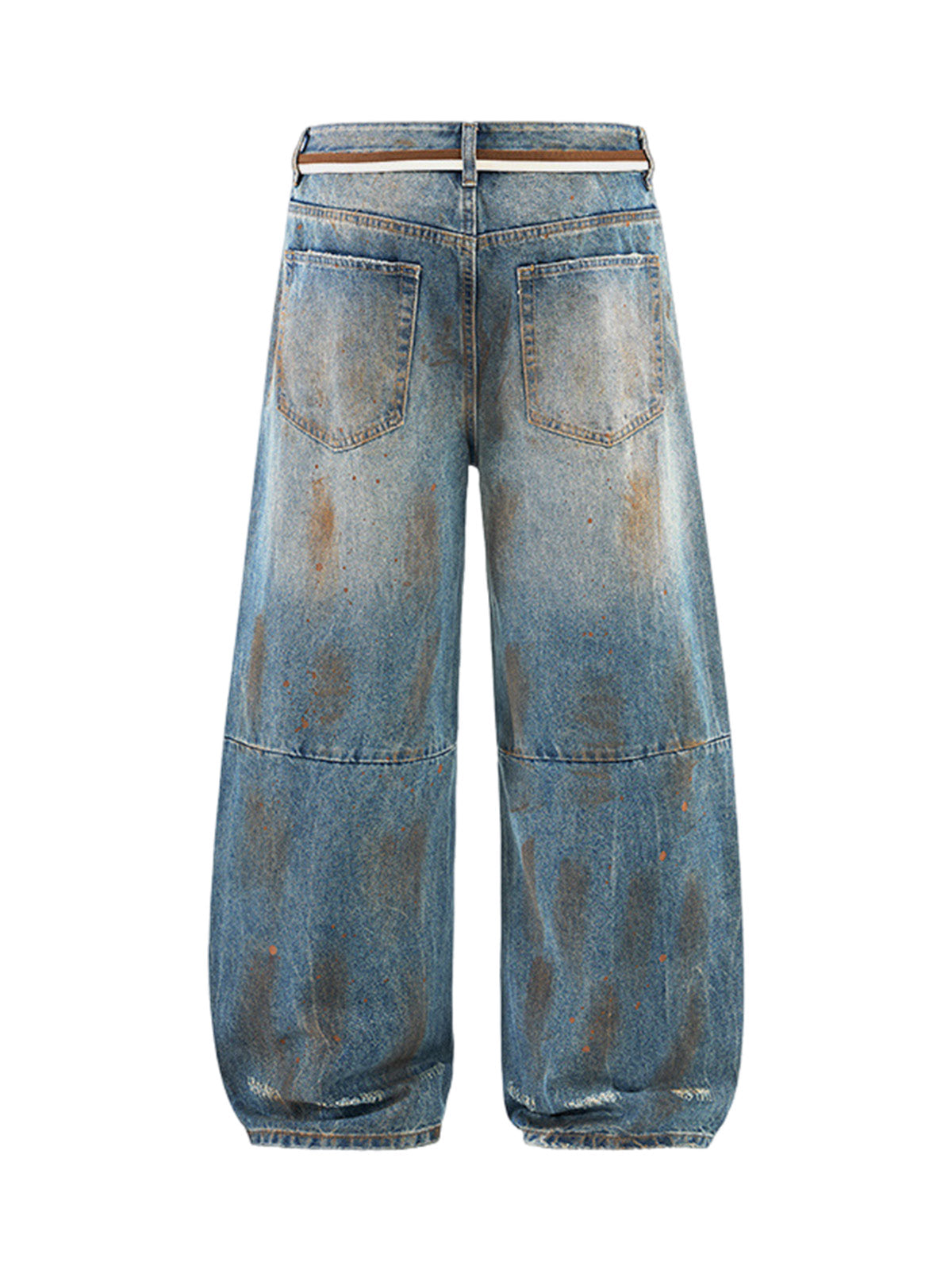 Retro Ink-Splashed Ripped Jeans