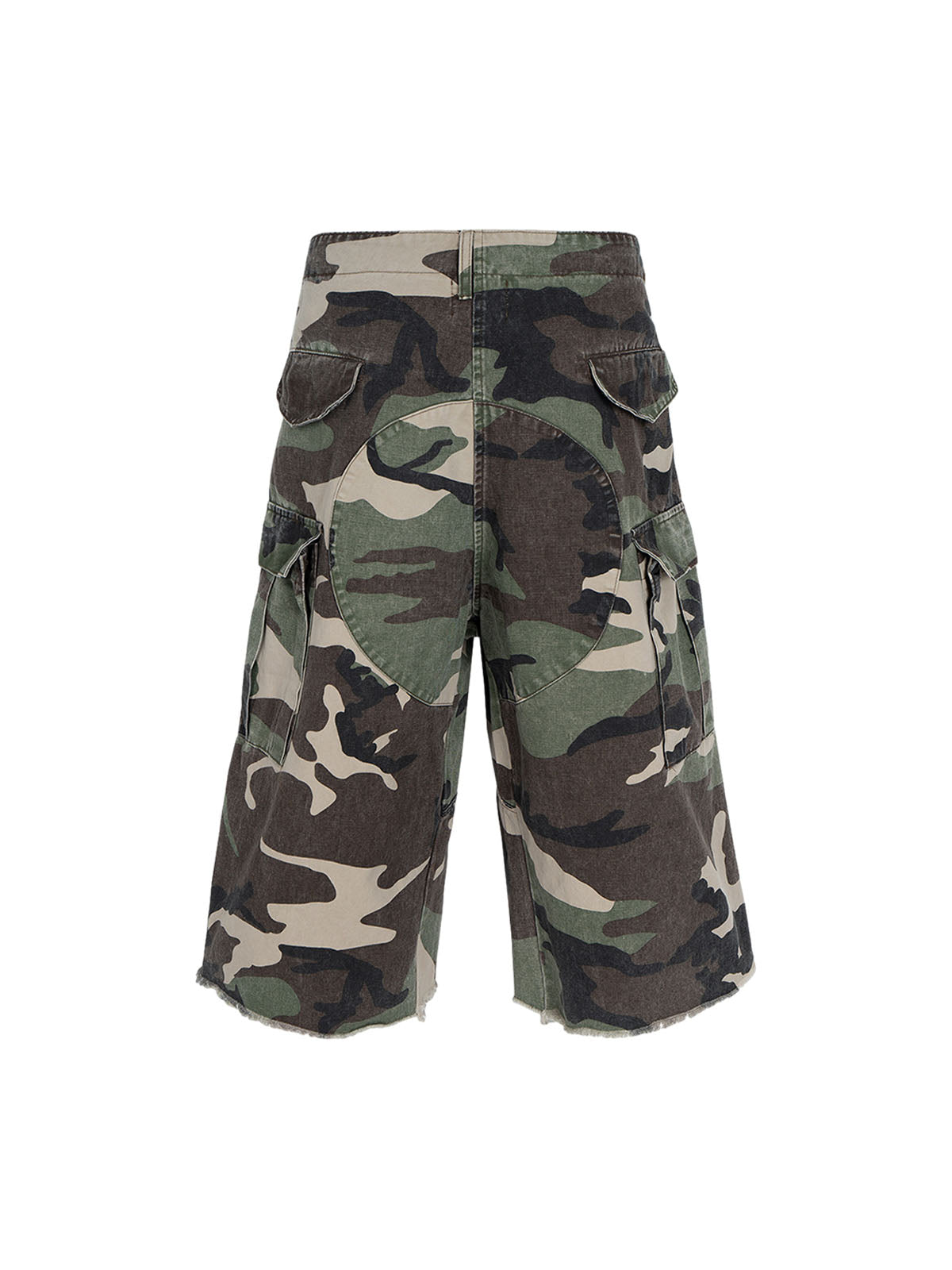 Retro Camouflage Whisker Raw Edge Cropped Shorts