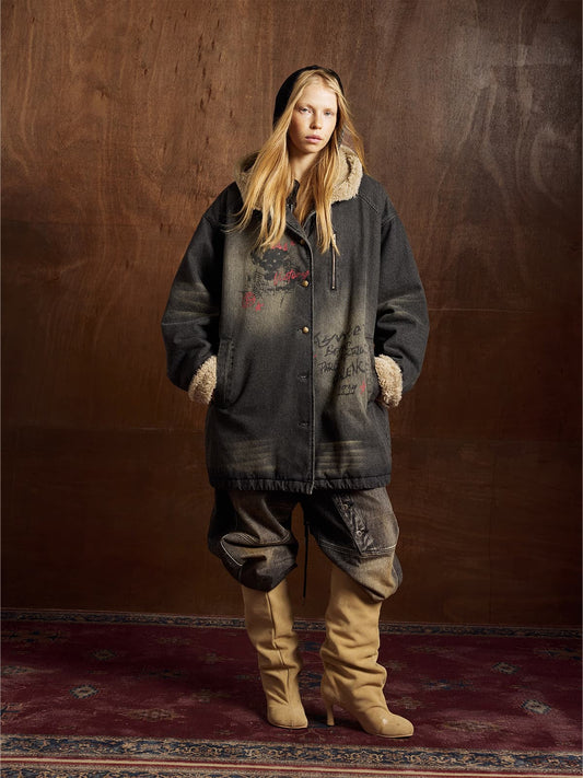 Winter-Ready Corduroy Jacket with Faux Fur Trim for Men 