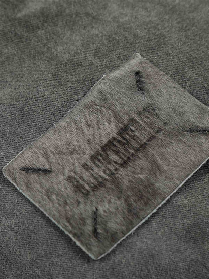 Vintage Distressed Pleated Shearling Collar Fleece Jacket 