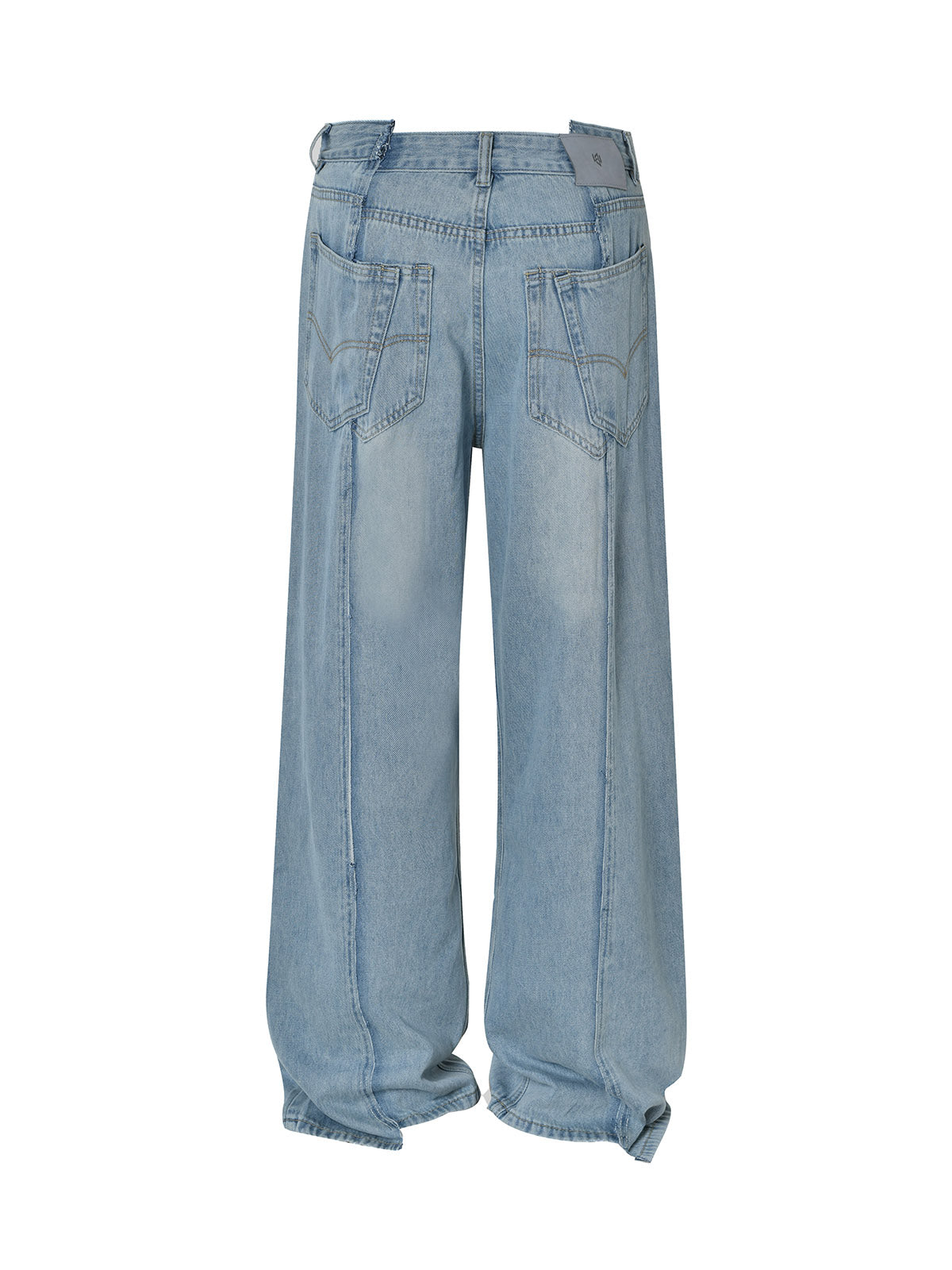 Washed Deconstructed Irregular Patchwork Straight Jeans 