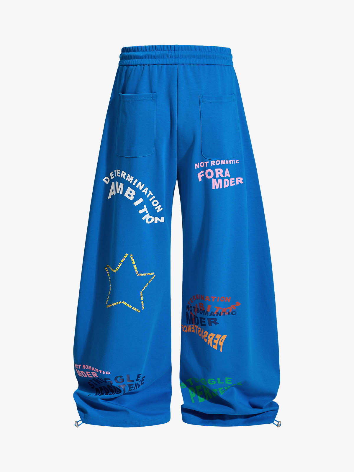 Multi-Color Typography Wide Leg Sweatpants 