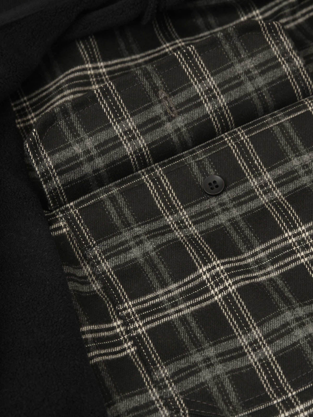 Faux Two-Piece Plaid Fleece Hooded Jacket 