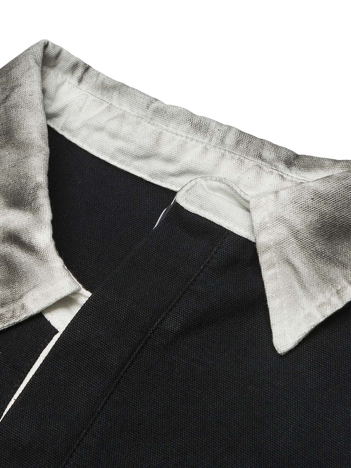 Dirty-Dye Embroidered Long Sleeve Polo Shirt 