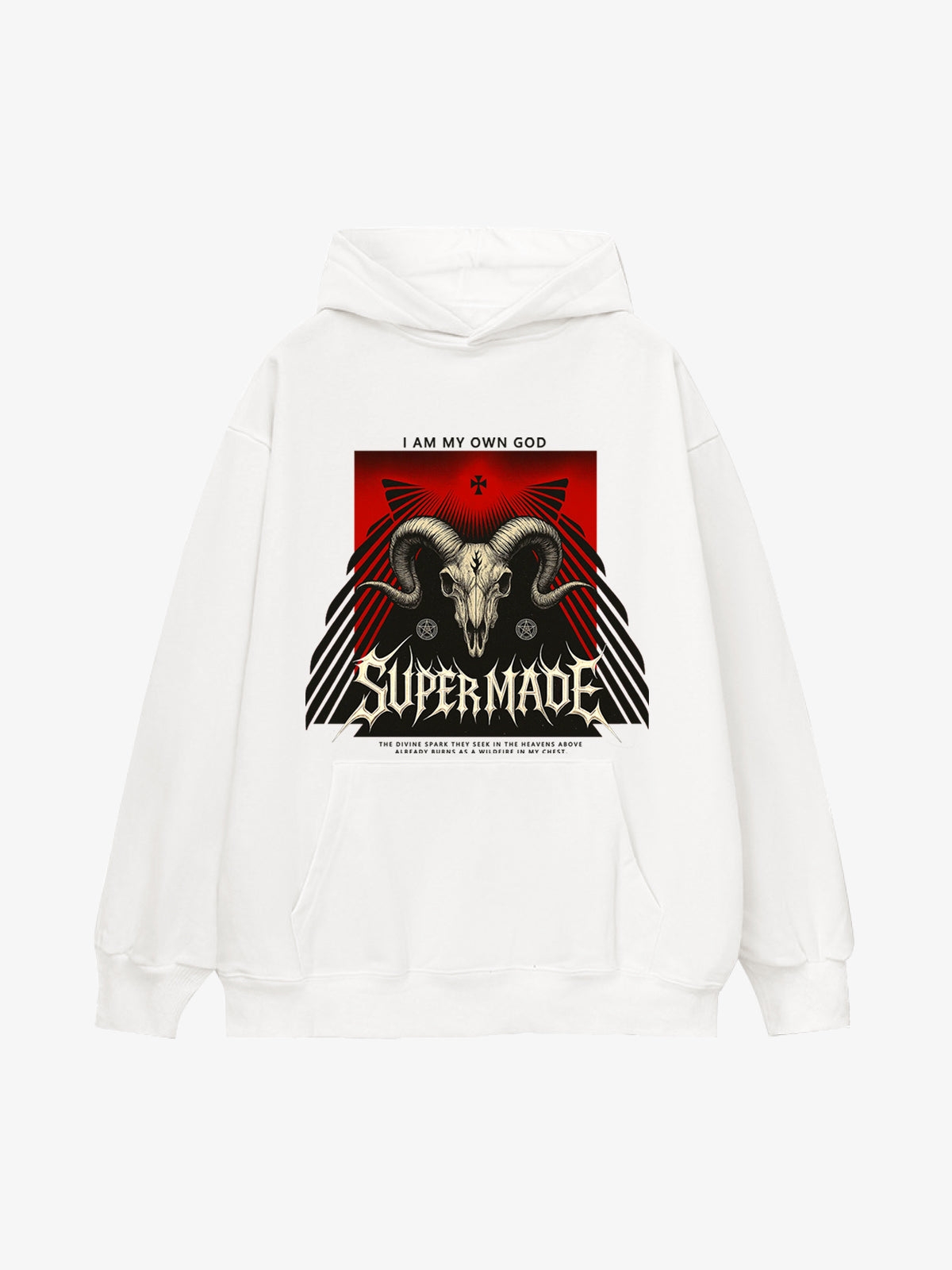 Supermade Dark Style Sheep Skull Hooded Sweatshirt 