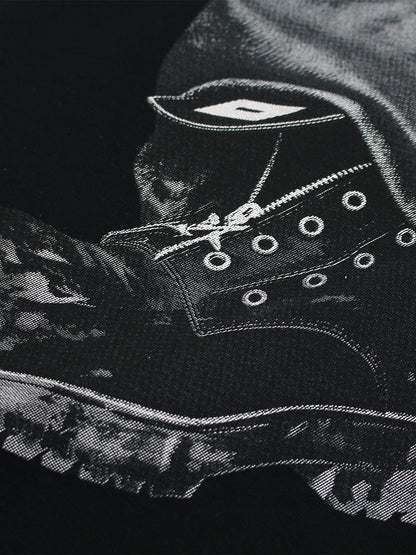 Cotton Oversized T-Shirt with Artistic Face Print and Bold Graphic Design 