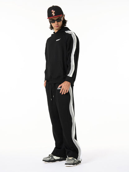 Stylish Black Tracksuit Set with White Stripes for Men 