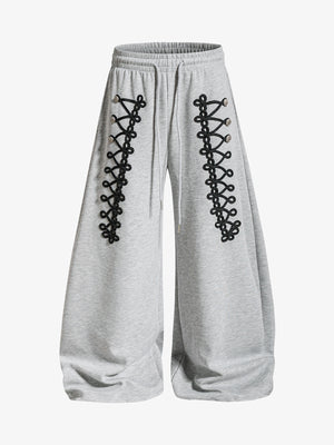 Napoleon Cord Embroidery Baggy Sweatpants