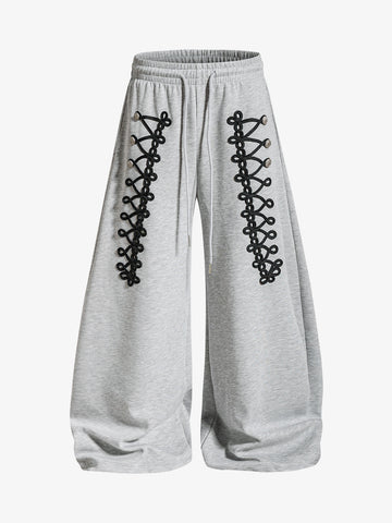 Napoleon Cord Embroidery Baggy Sweatpants