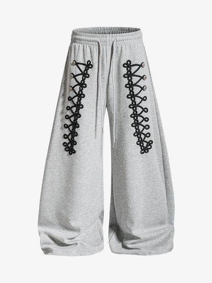 Napoleon Cord Embroidery Baggy Sweatpants