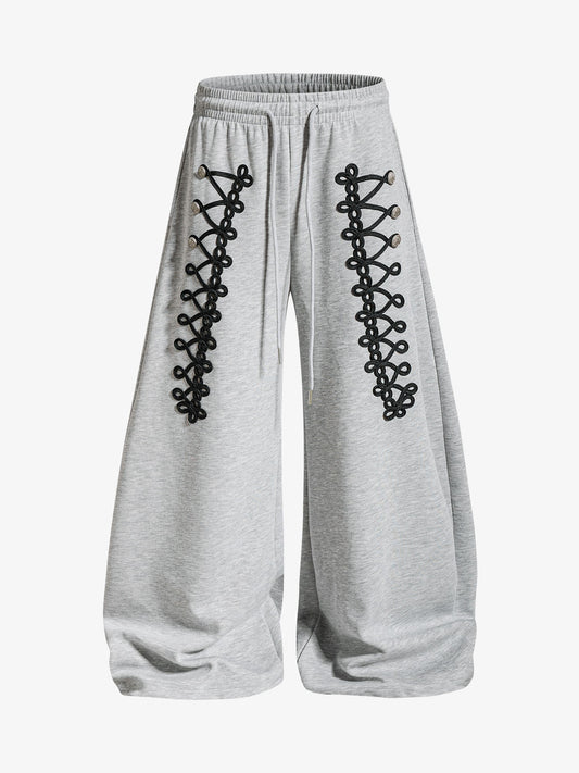 Napoleon Cord Embroidery Baggy Sweatpants