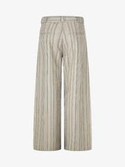 Belted Button-Fly Striped Wide-Leg Pants
