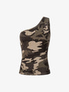 Camo Print Rhinestone Off-Shoulder Cami Top