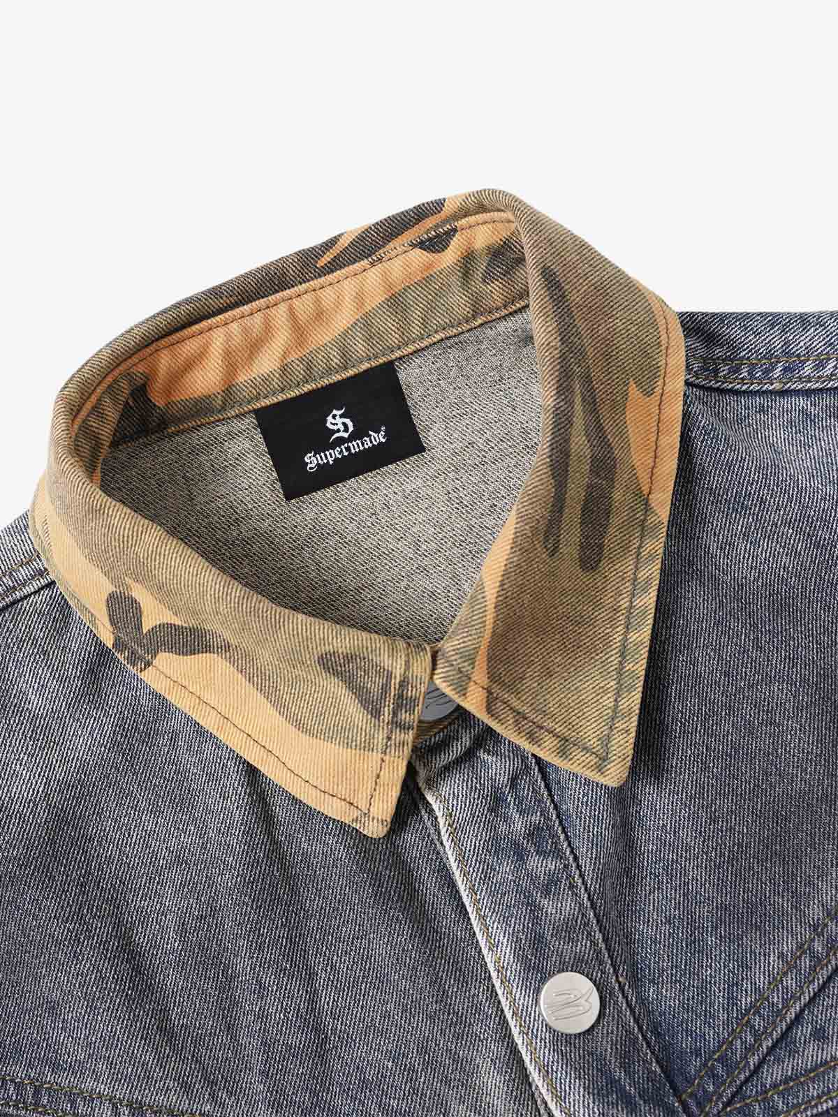 Camo-Trimmed Pleated Denim Utility Set 